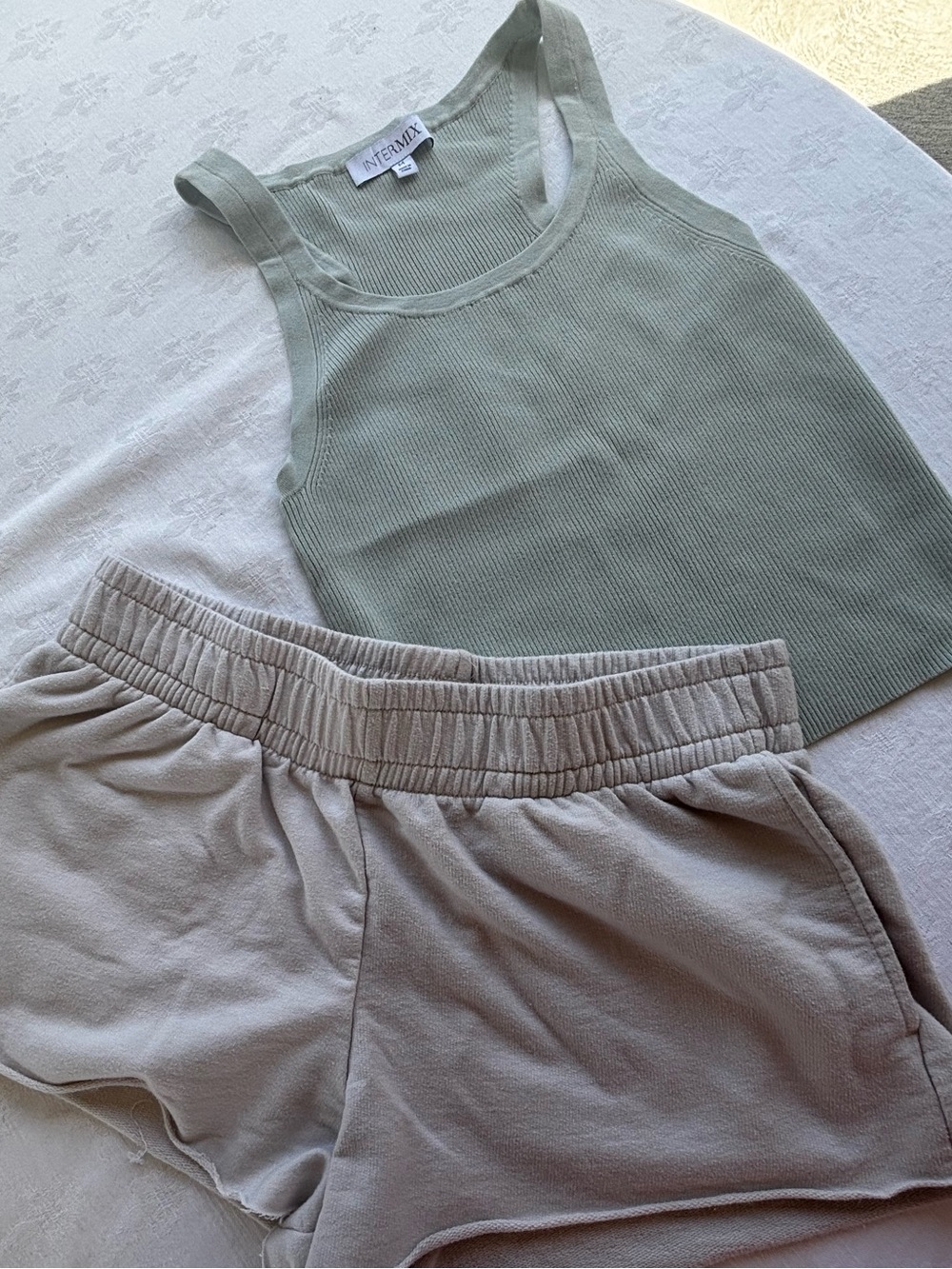 INTERMIX Ribbed Tank Sz.M + WildFable Athletic Lounge Shorts. Sz.M